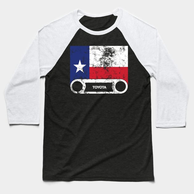 FJ40 Bezel with Texas Flag Baseball T-Shirt by Bulloch Speed Shop